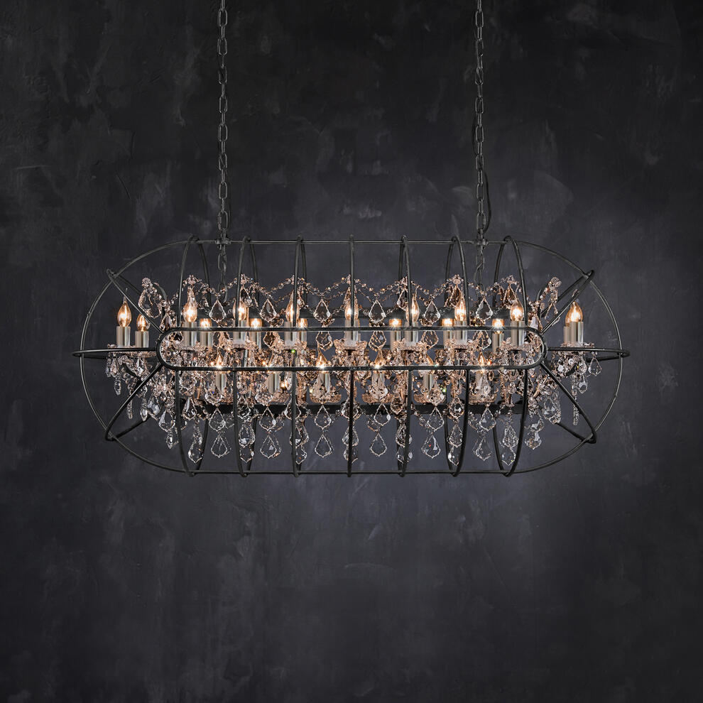 Gyro Crystal Rectangular Chandelier Natural