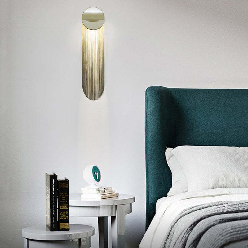 Modern Arcs Chain Tassel Wall Sconce