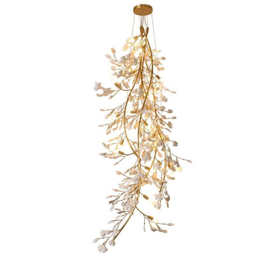 Ceramic Gingko Staircase Branch Chandelier