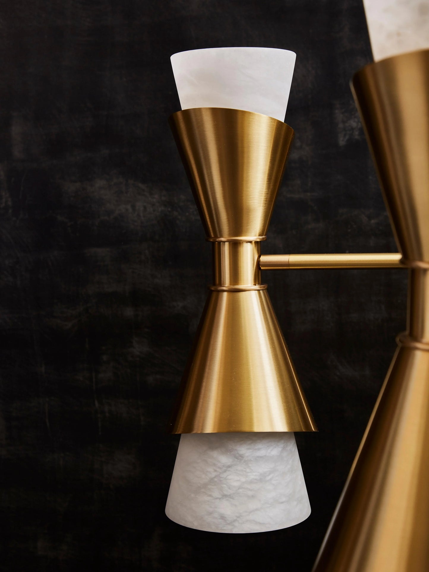 Brass with Alabaster Cones Chandelier