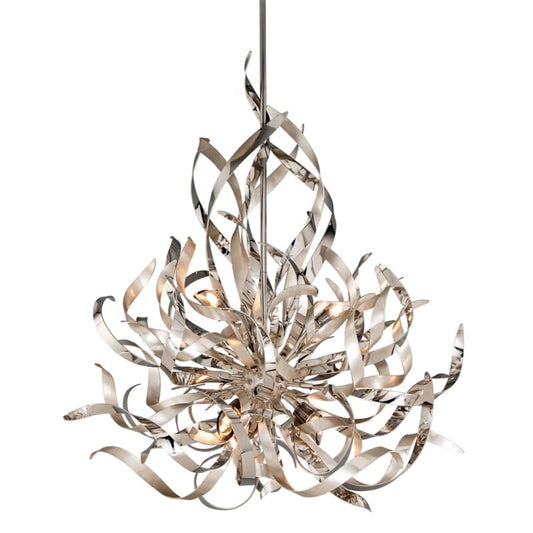 Graffiti 6 Light Pendant - Silver Leaf Polished Stainless