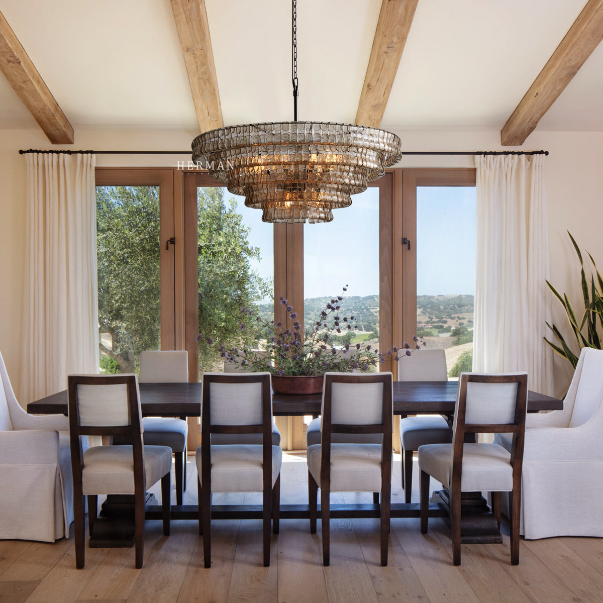 Amor 5-Tier Glass Ghiaccio Round Chandelier 48"