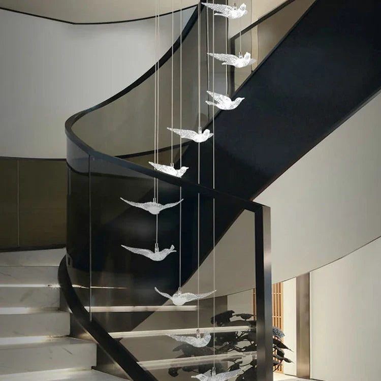 China Manufacturer Restaurant Custom Project Luxury Acrylic Stair Led Chandelier Lamp