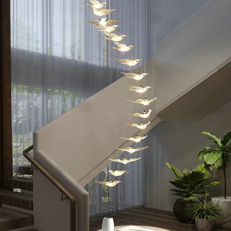 China Manufacturer Restaurant Custom Project Luxury Acrylic Stair Led Chandelier Lamp