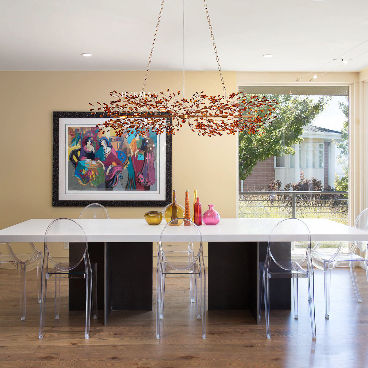 Fiore Colored Linear Chandelier 51" 68"