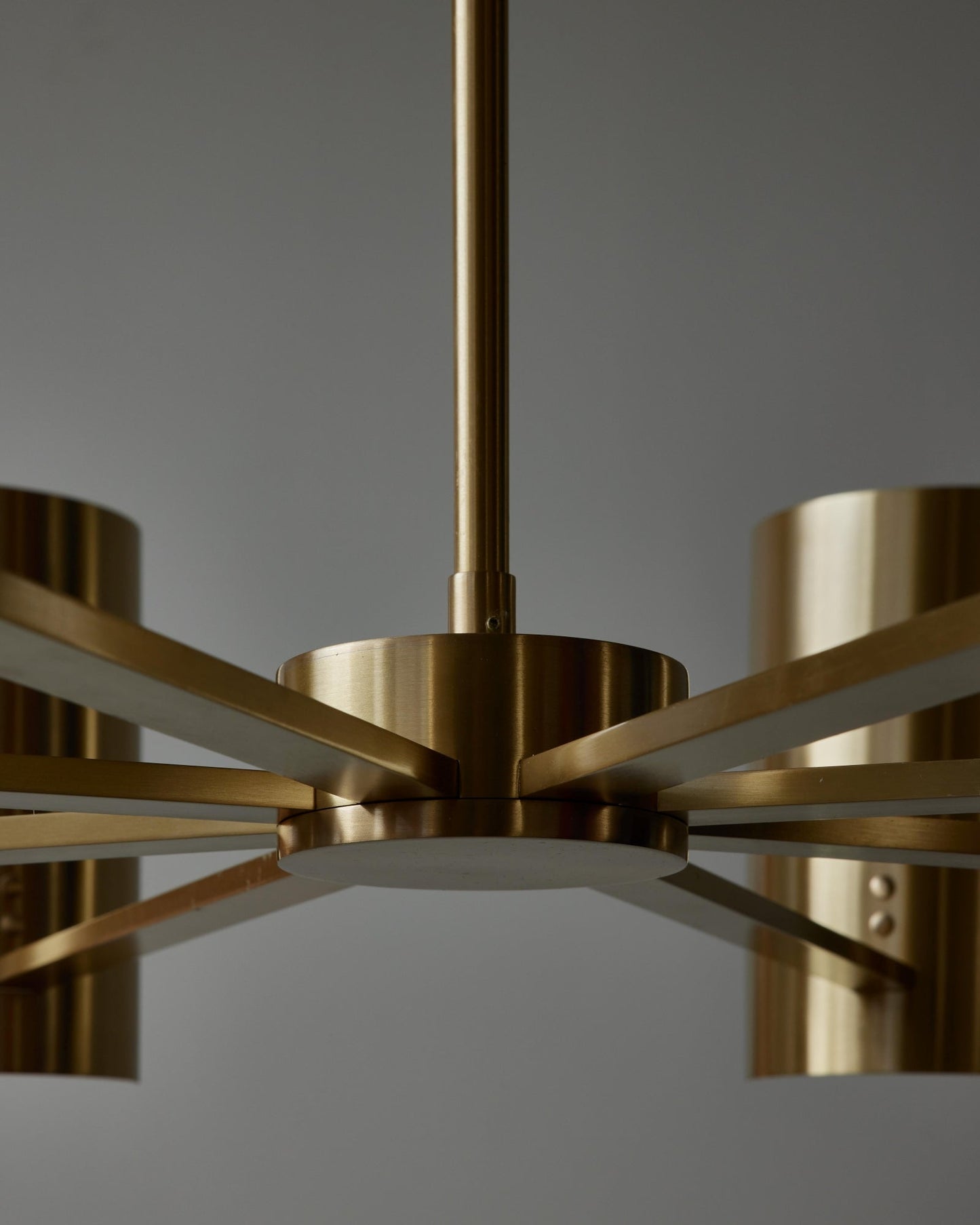 Brass and Alabaster Shield Chandelier