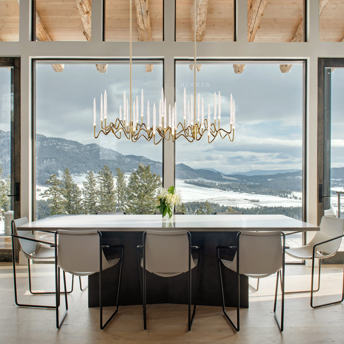 Pezzo Crystal Long Chandelier L78'' 59''  40''