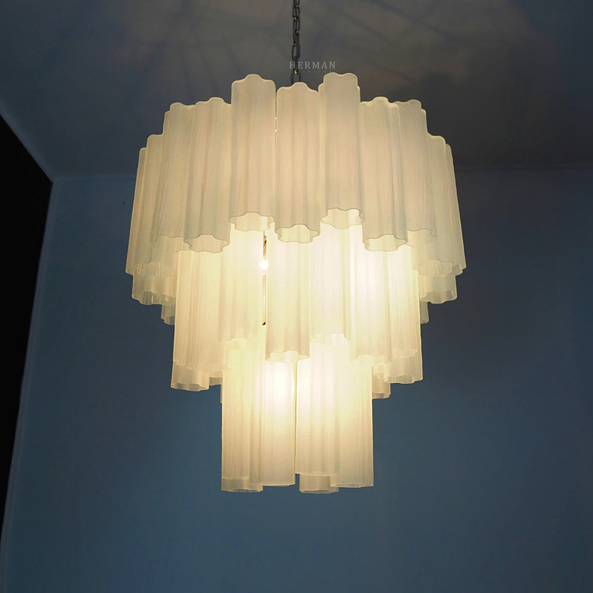 Murano Chandelier – 48 tubes – matte white