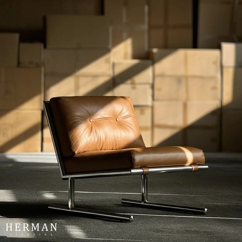 Modern Simple Oil Waxed Leather Leisure Chair