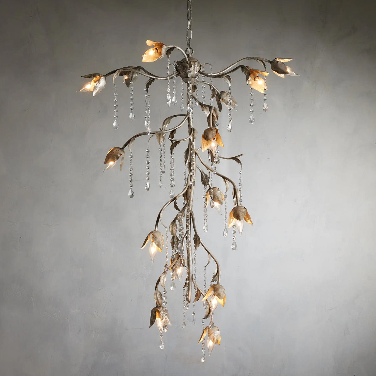 Gothic Viticci Cascade Chandelier 34"H -Silver