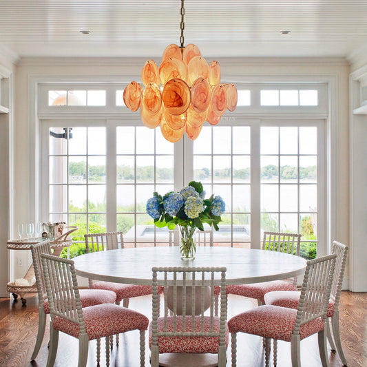 Murano Chandelier 36 Pink Disks