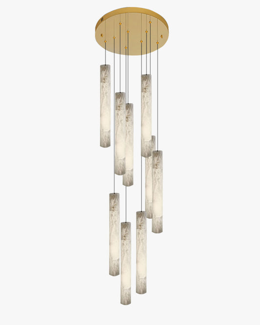 Alabaster Tube Staircase Chandelier
