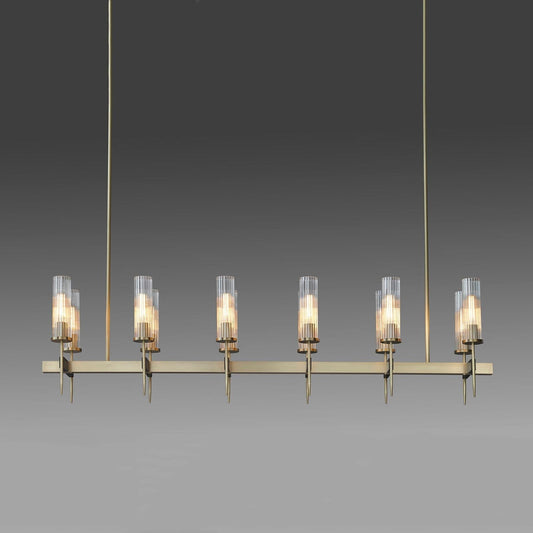 Cylinder Modernist Brass Chandelier