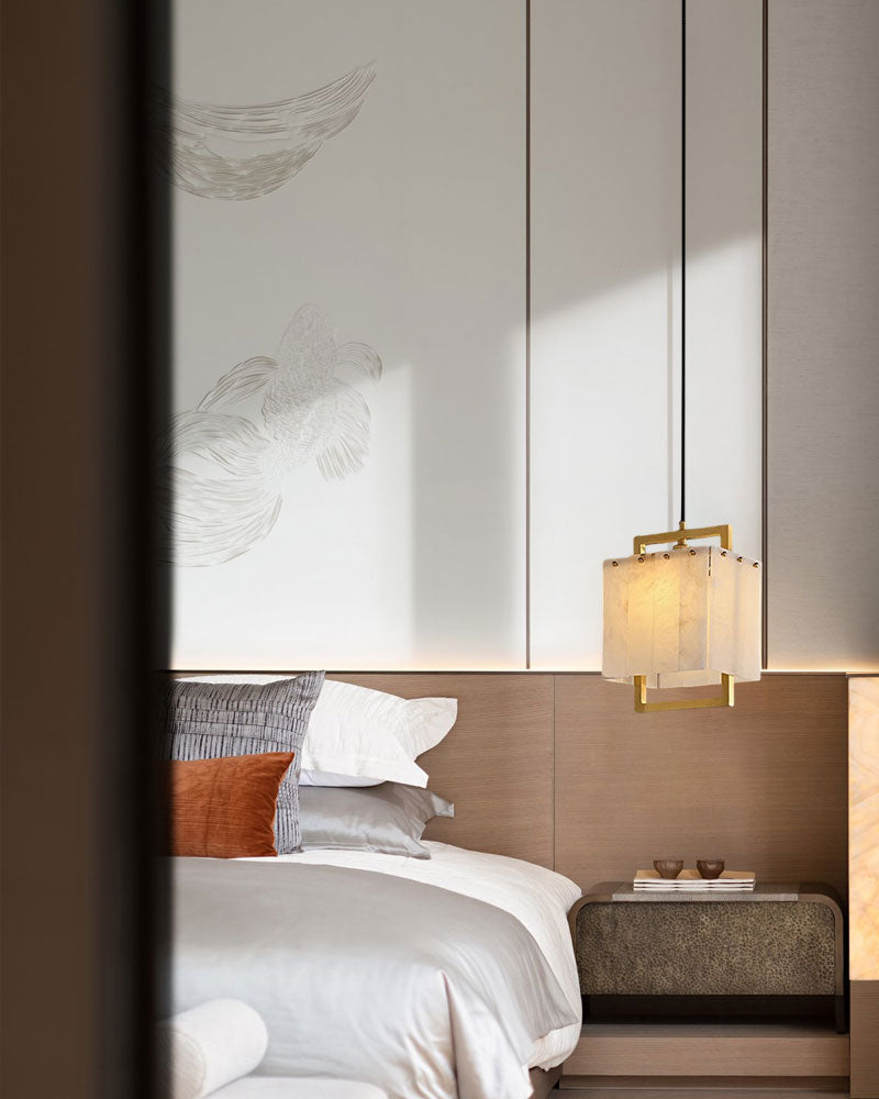 Elegant Cluster Alabaster Dome Suspension Light Lacquered Burnished Brass for hallway