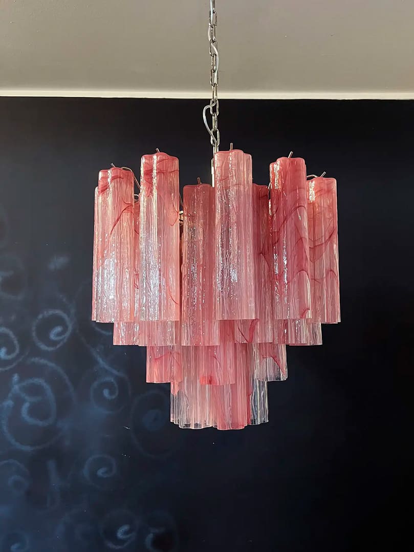 Murano Chandelier – 36 tubes – Alabaster Pink