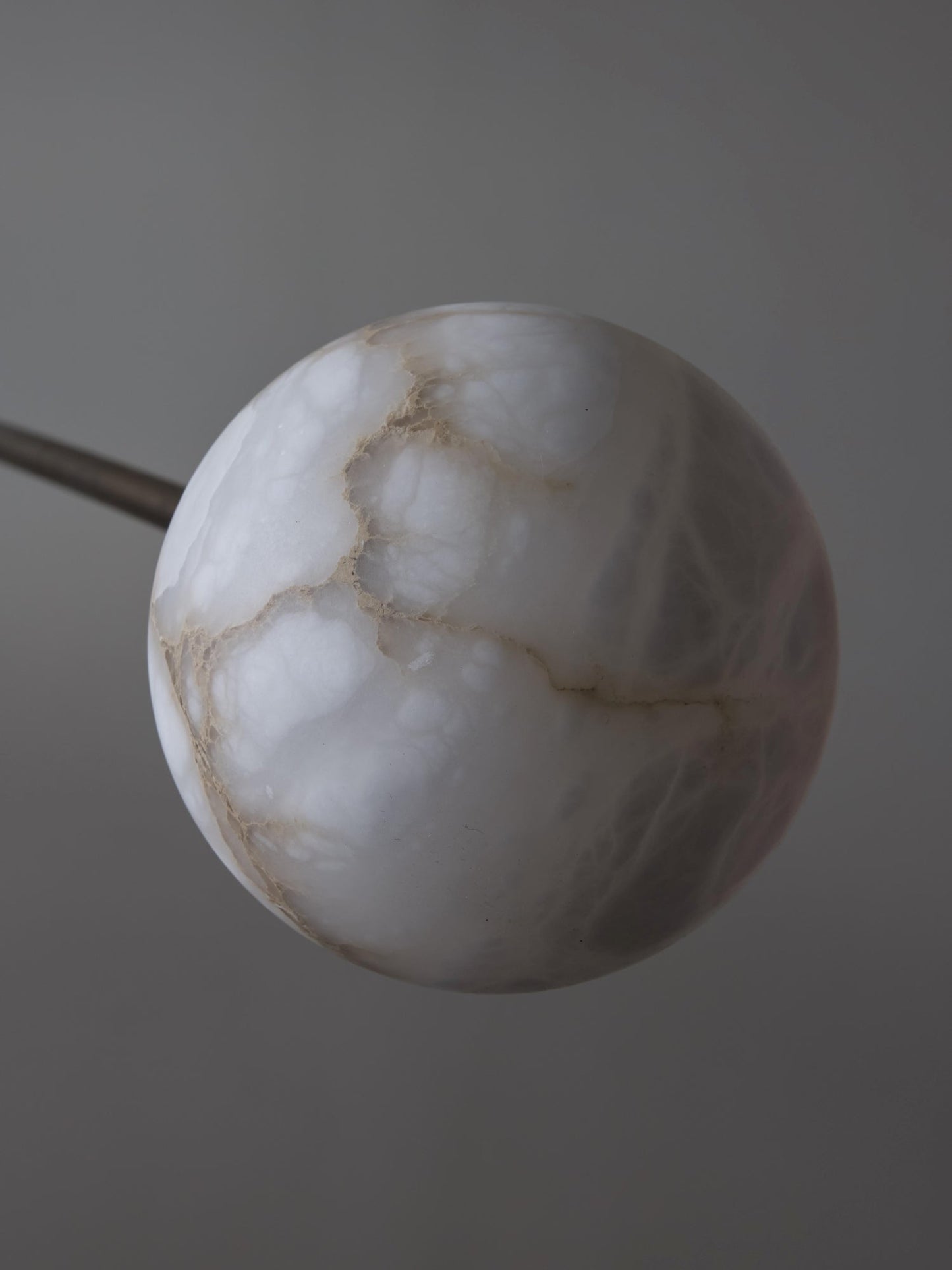 Brass and Alabaster Globes Asymmetrical Line Chandelier