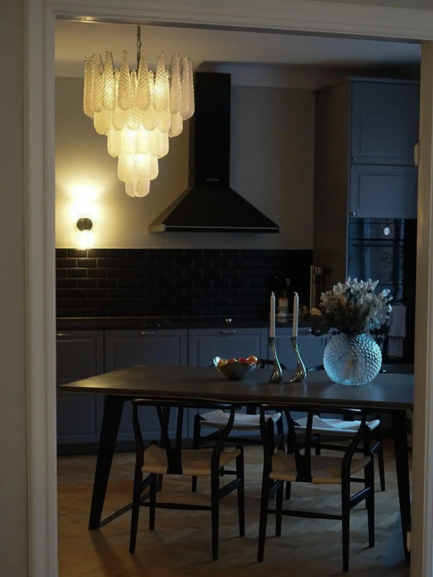 Murano Chandelier – Drop – 52 glasses – Transparent