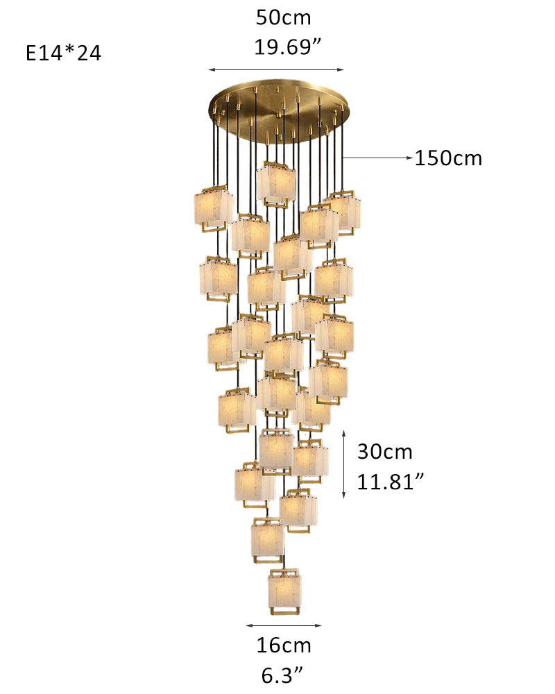 Elegant Cluster Alabaster Dome Suspension Light Lacquered Burnished Brass for hallway