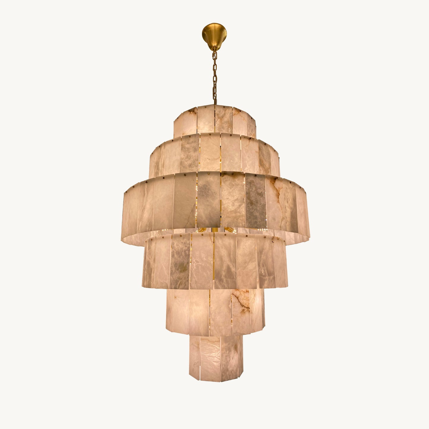 Giant Tiered Alabaster Foyer Chandelier