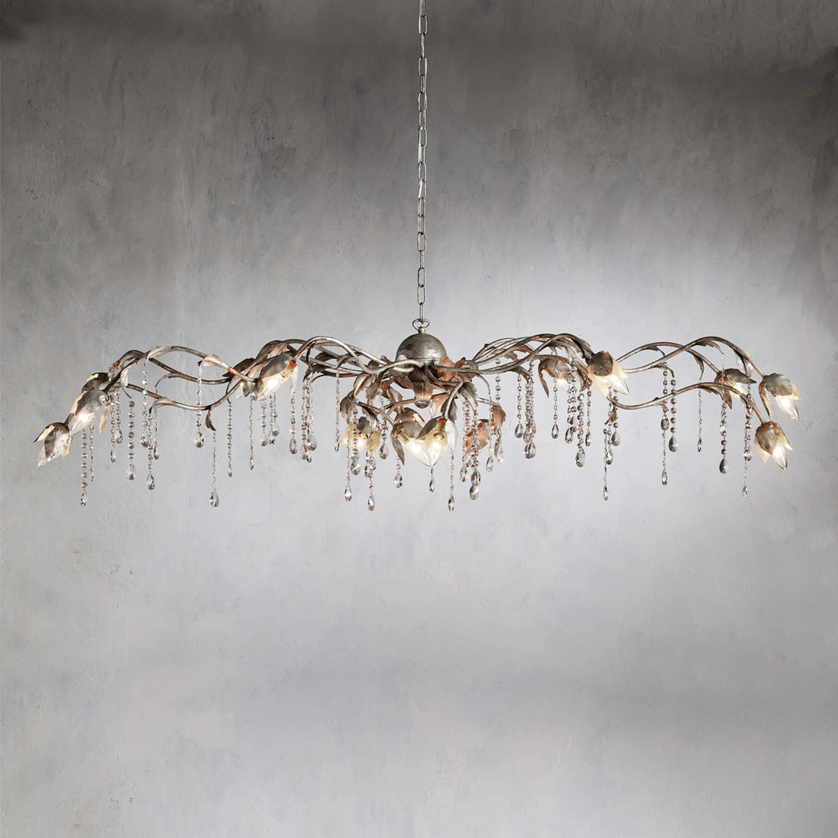 Gothic Viticci Rectangular Chandelier 52 " 61" 71"- Silver