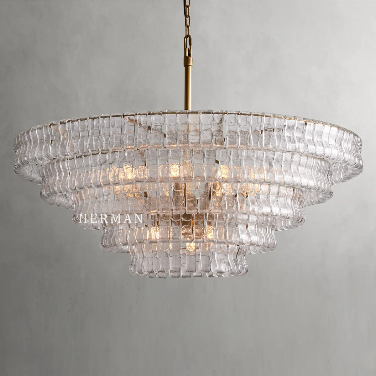 Amor 5-Tier Glass Ghiaccio Round Chandelier 48"