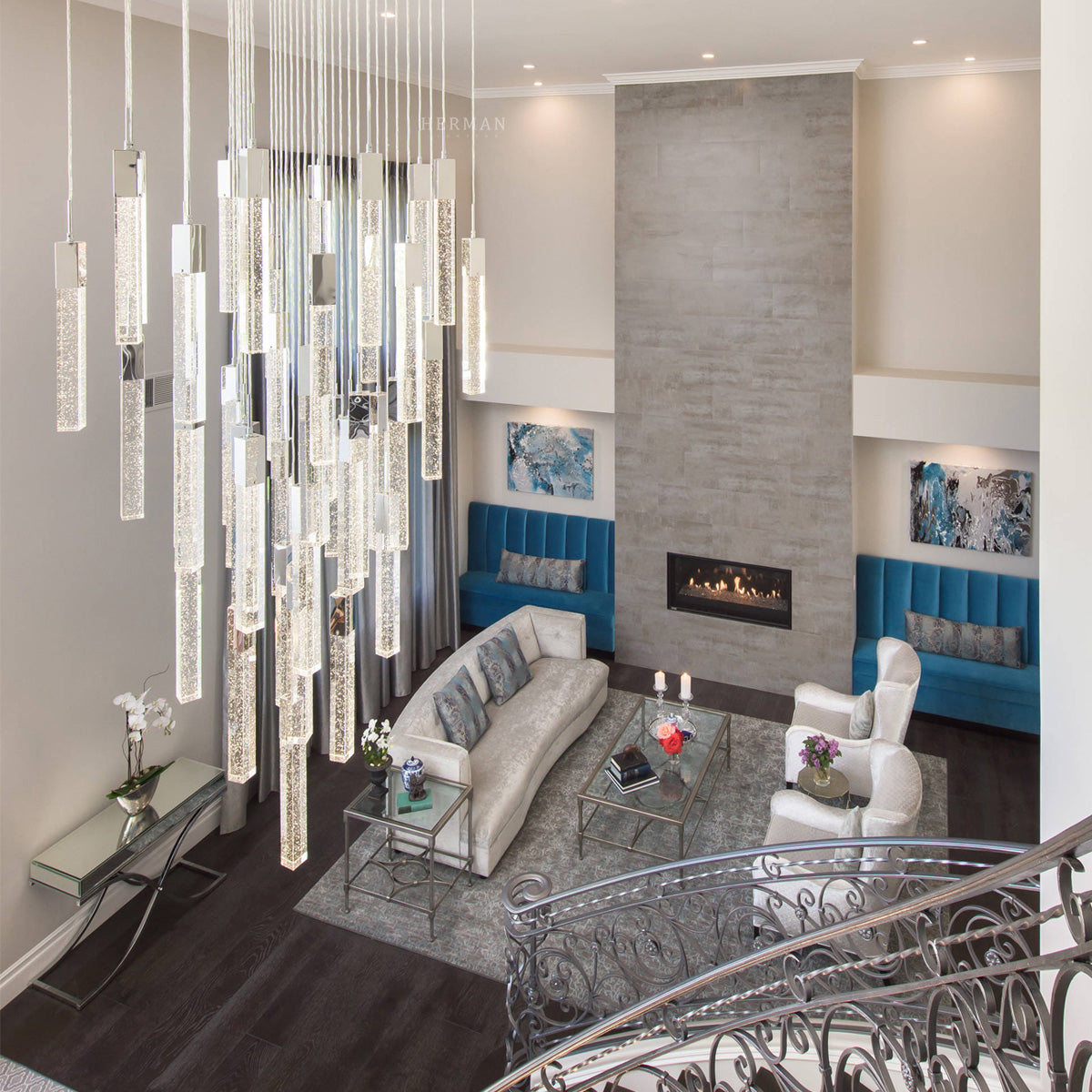 Sparkling Night Chandelier Vertical // XL  25  Light