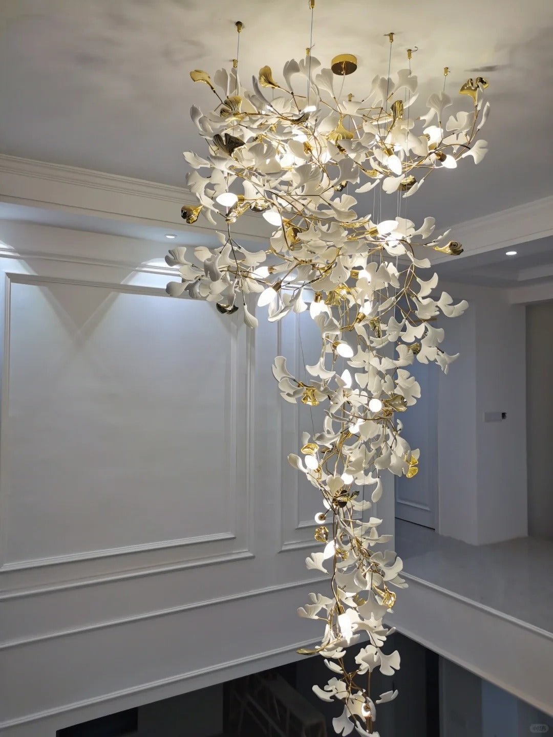 Simple Decoration Villa Hotel Living Room Ginkgo Brass Pendant Light Restaurant Lobby Bar Room Ginkgo Leaf Chandelier