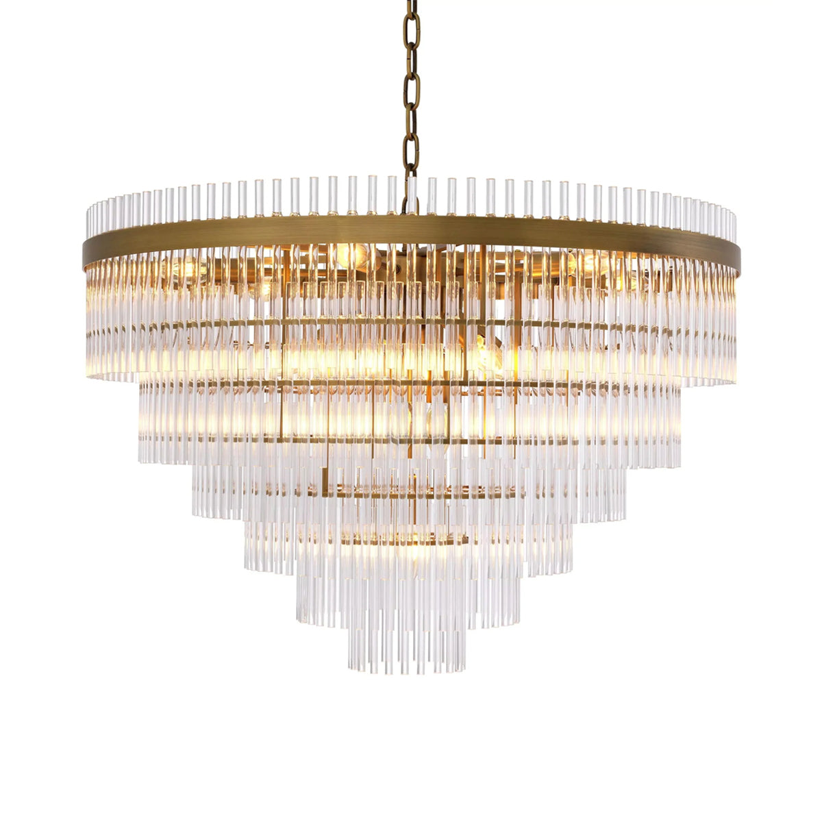East Single Modern Glass Chandeliers (Antique Brass Finish/Clear Glass)