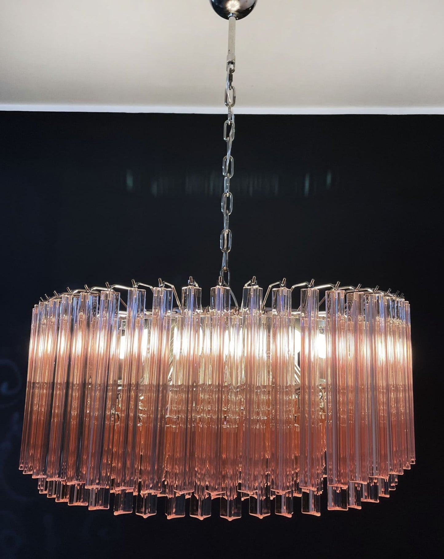 Murano Chandelier – Triedri Round – 265 prisms – Pink