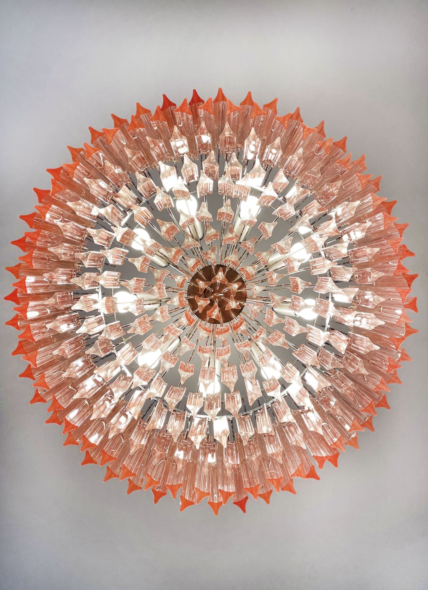 Murano Chandelier – Triedri Round – 265 prisms – Pink