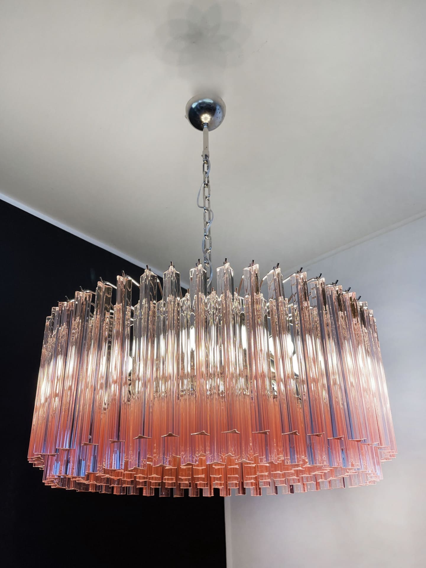 Murano Chandelier – Triedri Round – 265 prisms – Pink