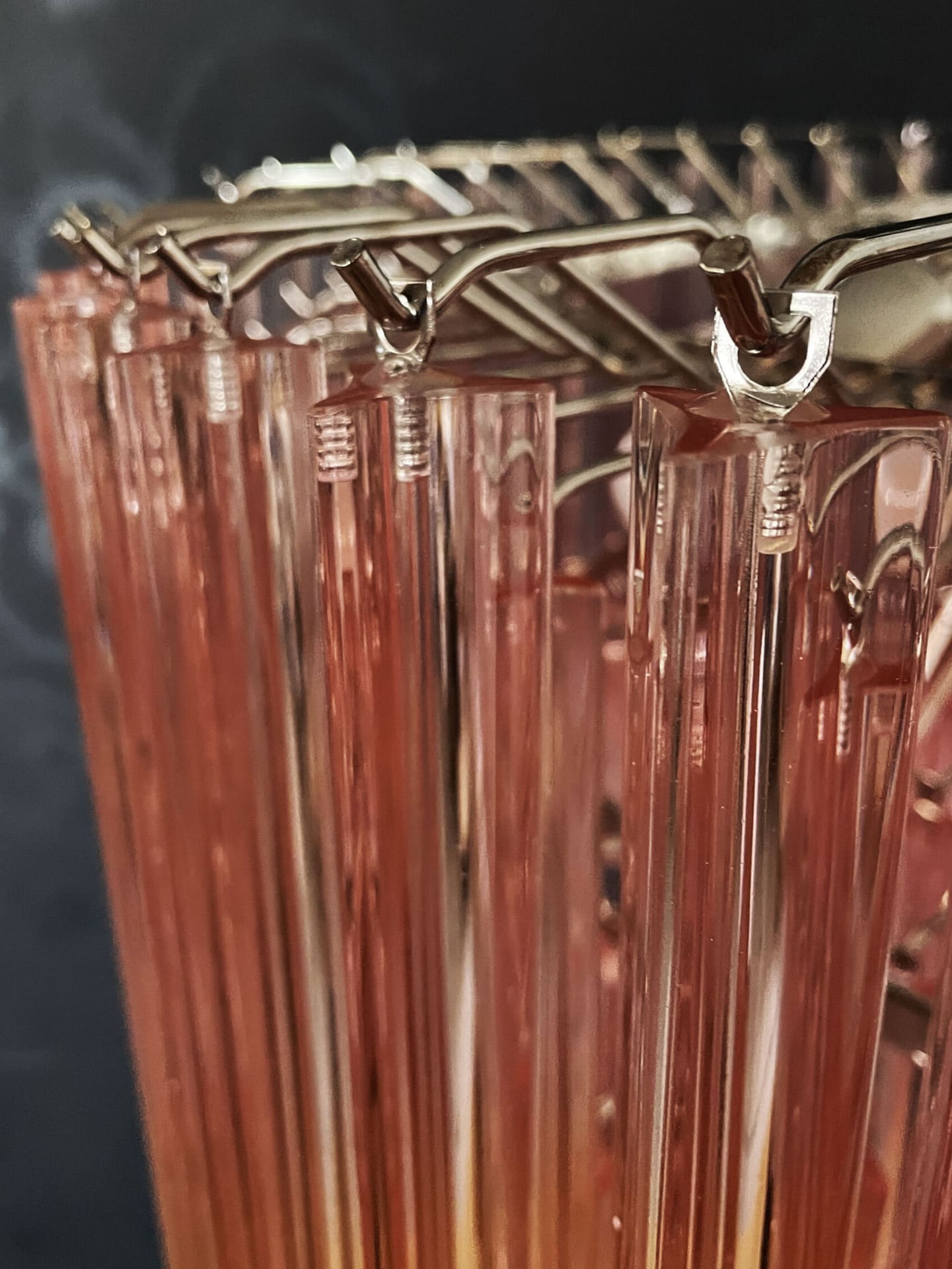 Murano Chandelier – Triedri Round – 265 prisms – Pink