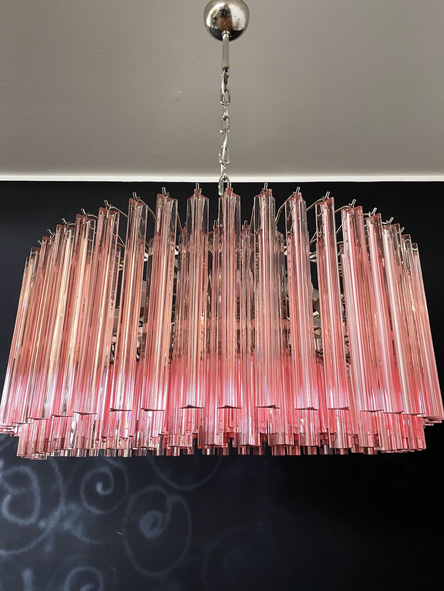 Murano Chandelier – Triedri Round – 265 prisms – Pink