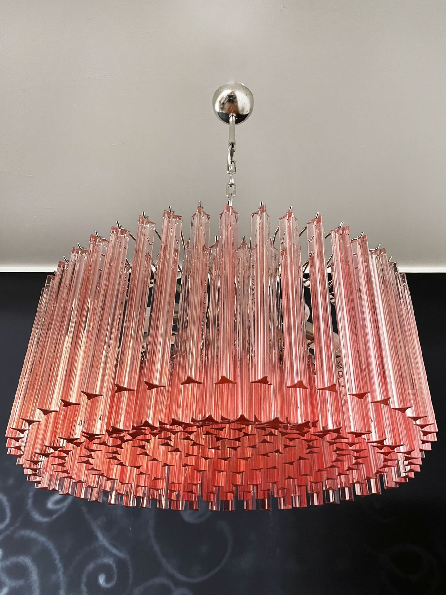 Murano Chandelier – Triedri Round – 265 prisms – Pink
