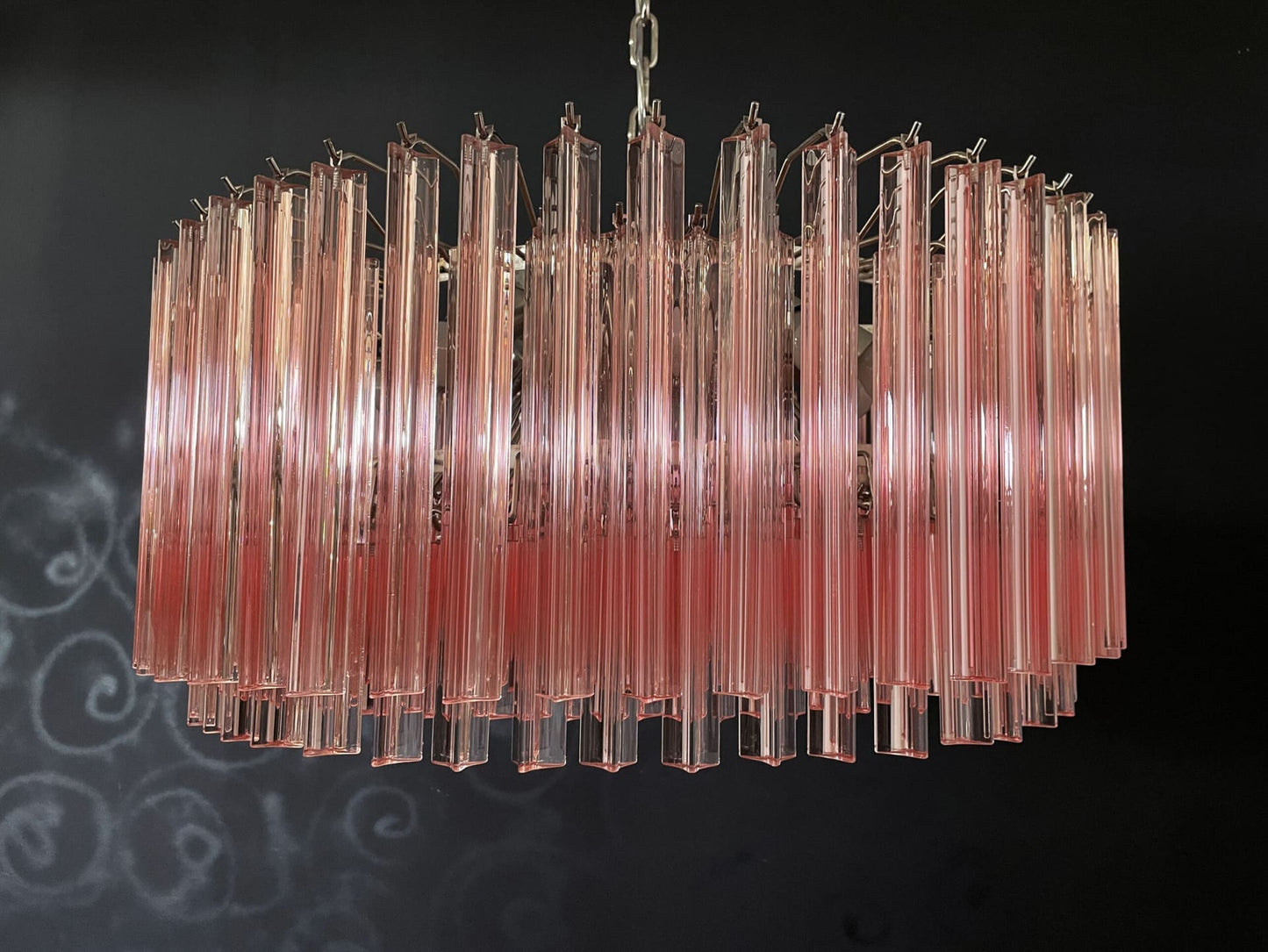 Murano Chandelier – Triedri Round – 265 prisms – Pink