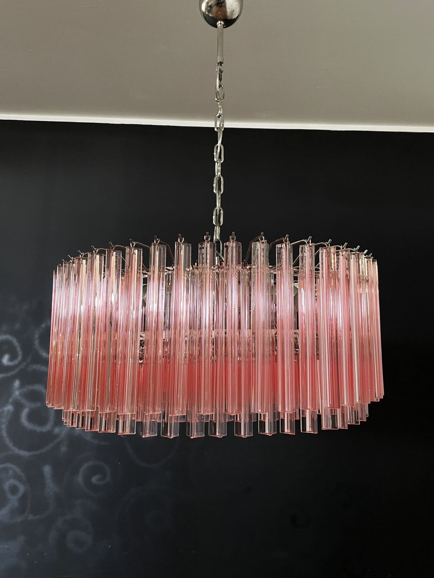 Murano Chandelier – Triedri Round – 265 prisms – Pink
