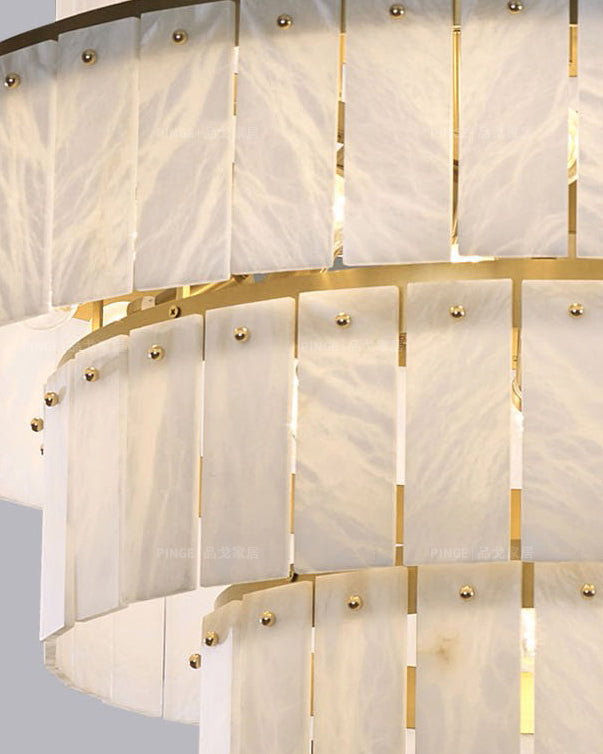 Giant Tiered Alabaster Foyer Chandelier