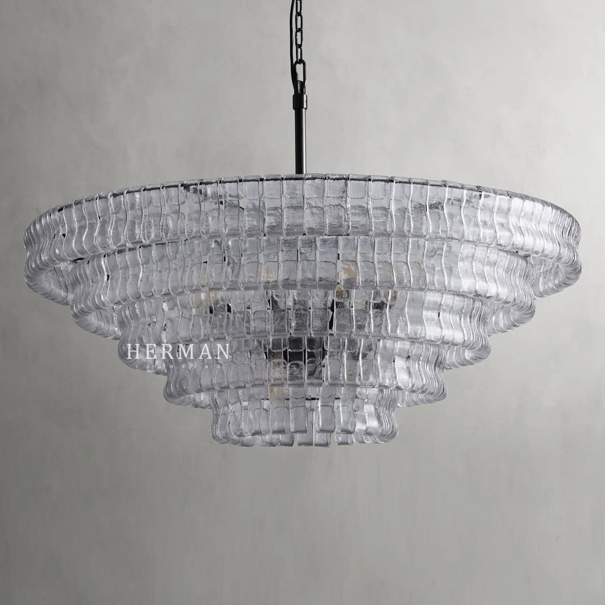 Amor 5-Tier Glass Ghiaccio Round Chandelier 48"