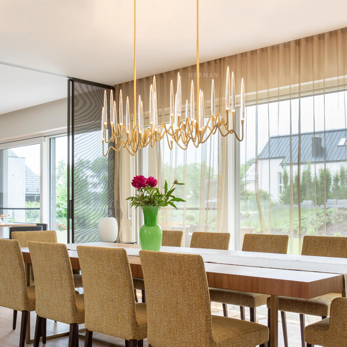 Pezzo Crystal Long Chandelier L78'' 59''  40''