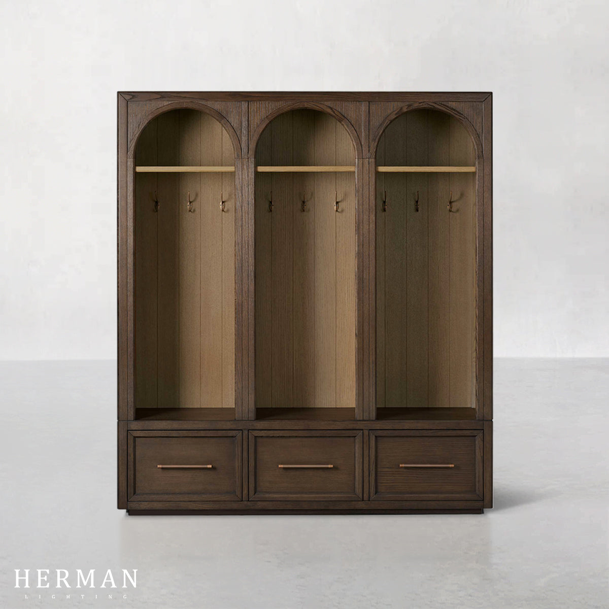 Hattie Triple Entryway Cabinet in Oak 69.75"W