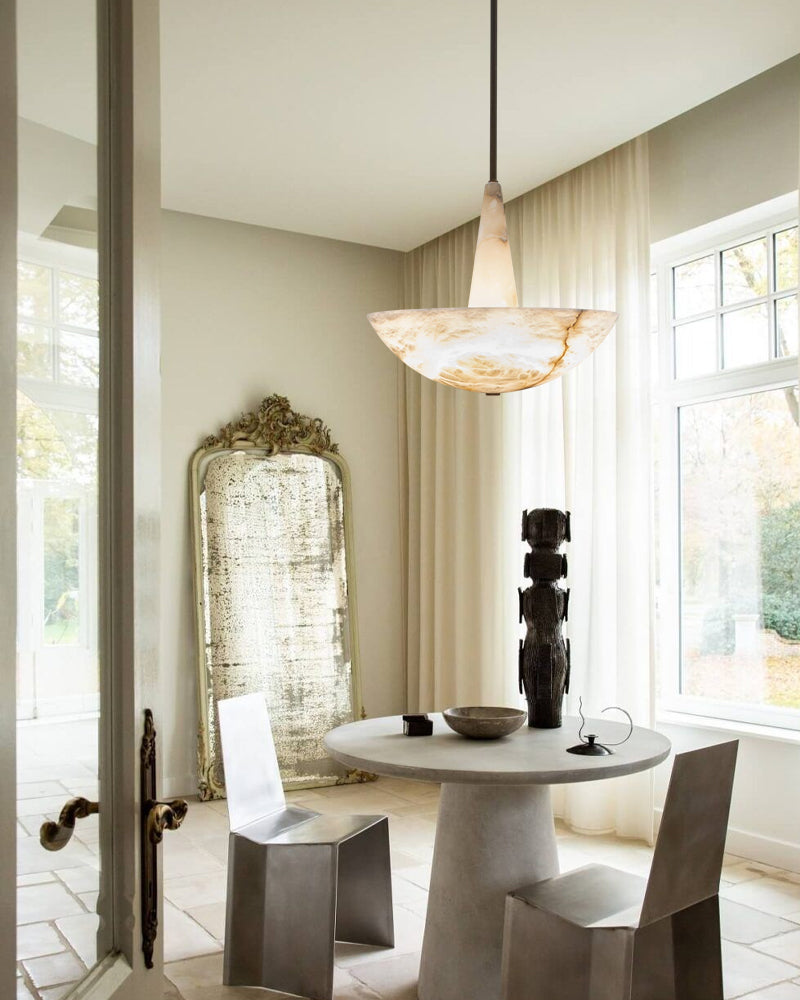 Domus Alabaster Round Bowl Ceiling Pendant Light 20in 28in