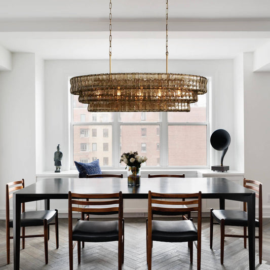 Amor Glass Oval Chandelier 54"W/65"W