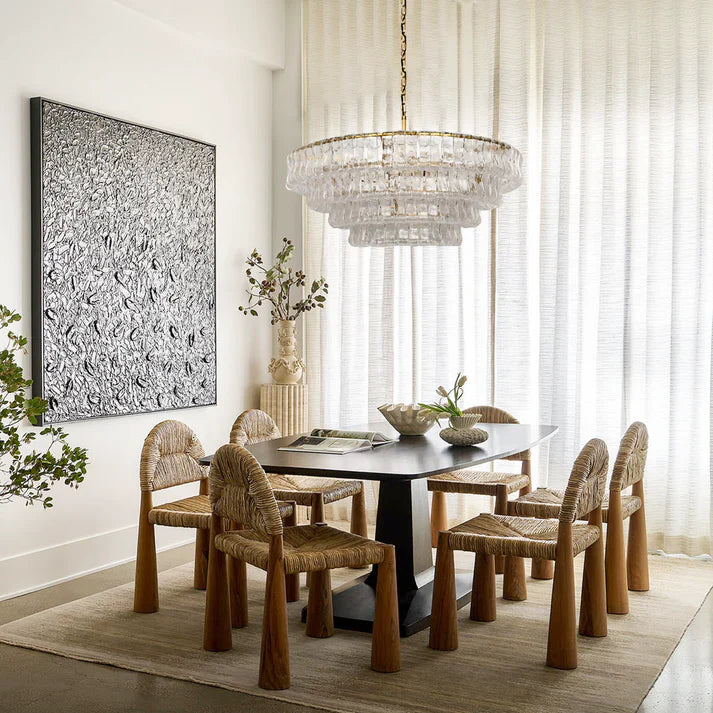 Amor 4-Tier Glass Ghiaccio Round Chandelier 36"