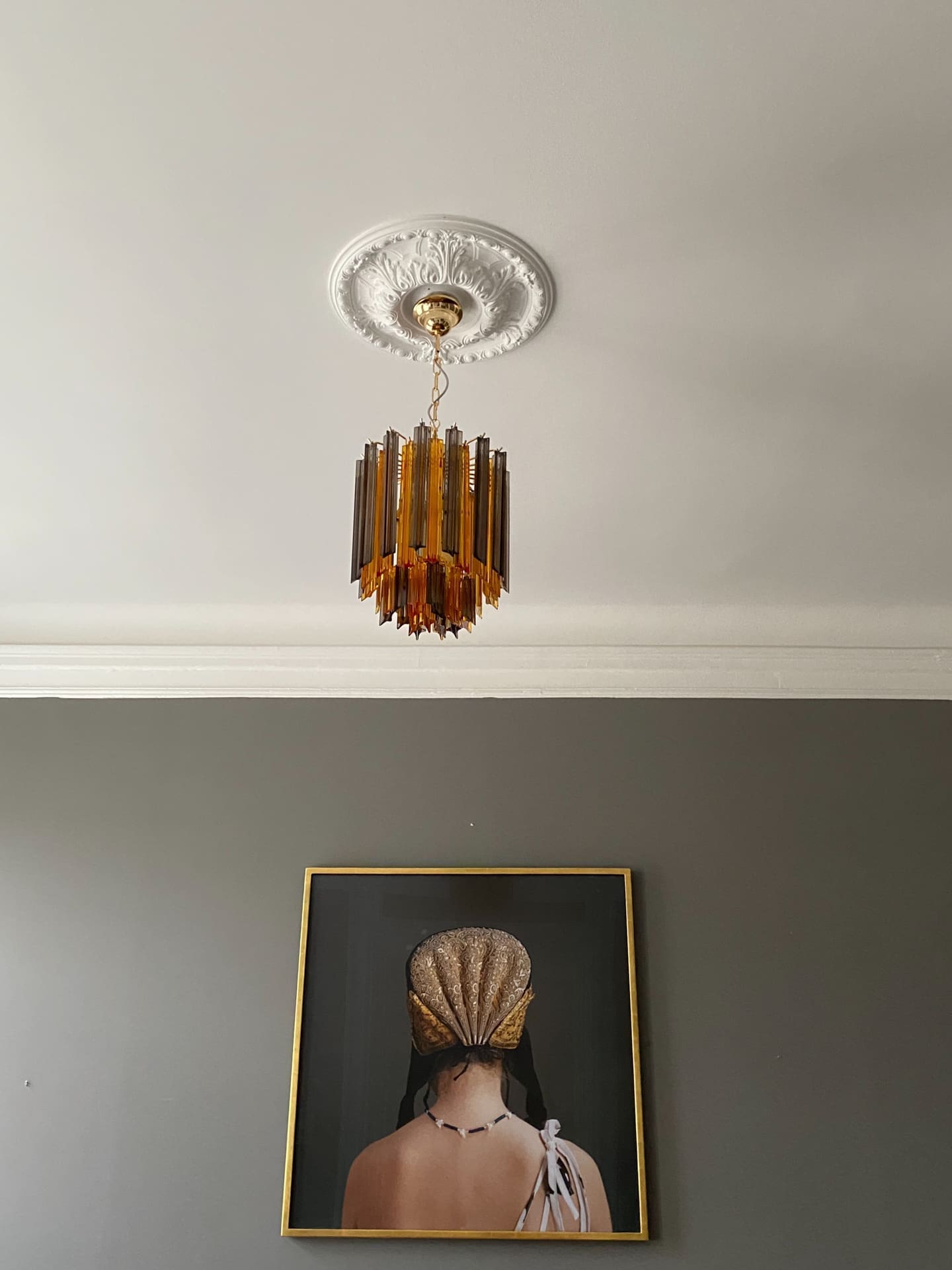 Murano Chandelier – 47 prisms – Amber/Smoked
