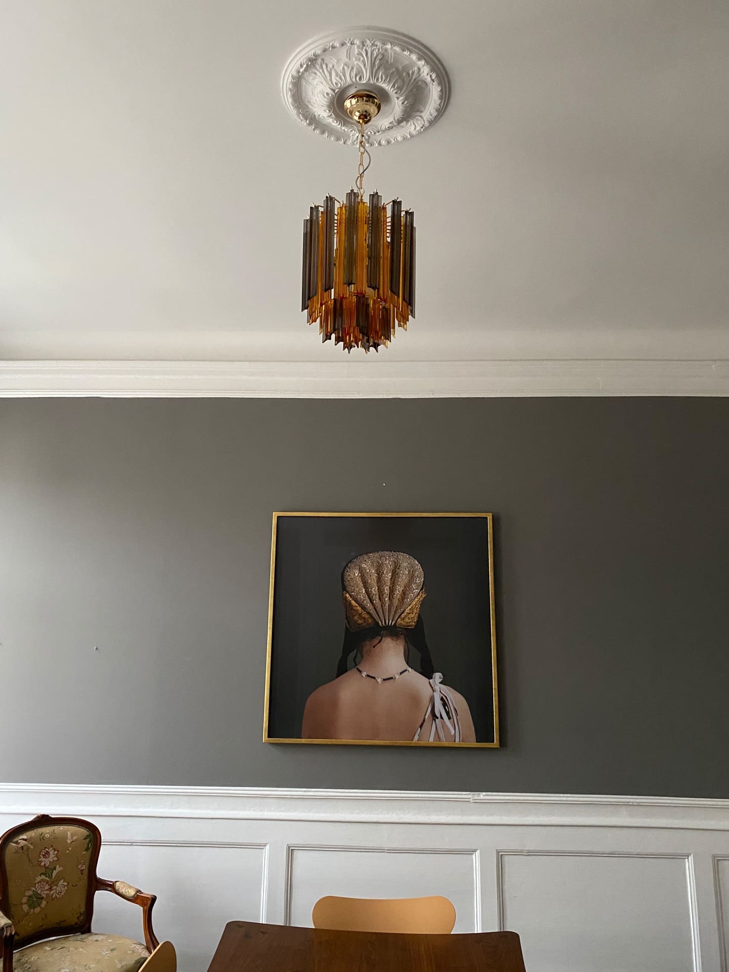 Murano Chandelier – 47 prisms – Amber/Smoked