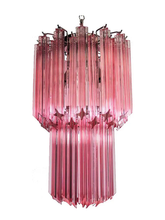 Murano Chandelier – Quadriedri – 46 prisms – Pink