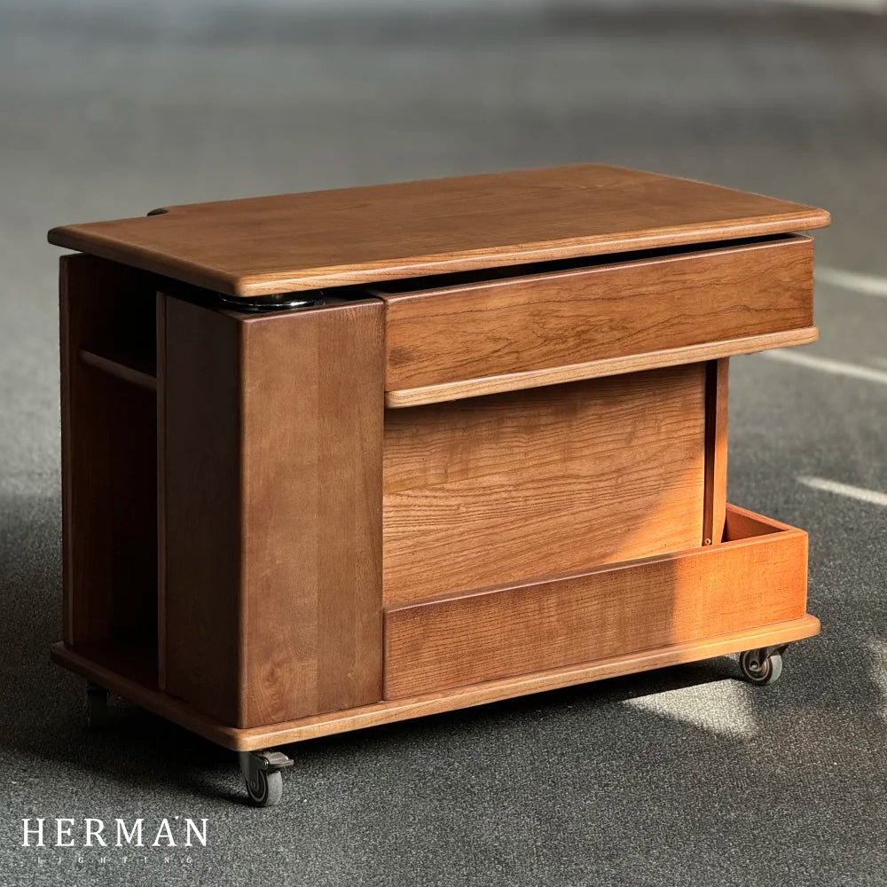 Nedure Solid Wood Side Table Trolley