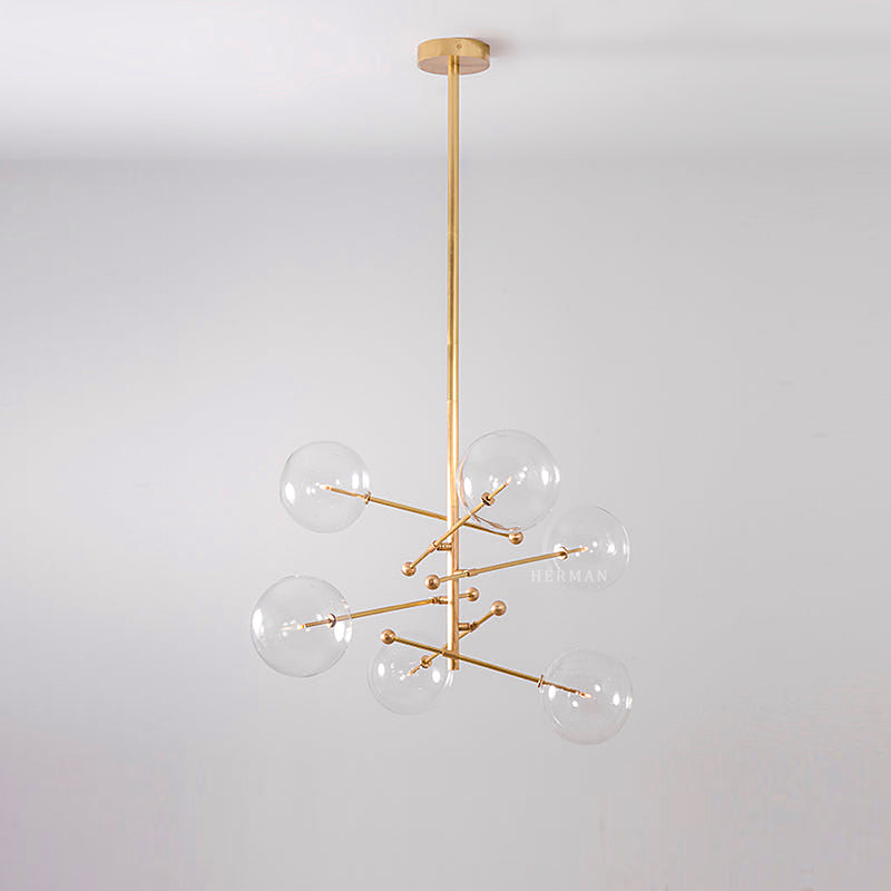 RD15 6 - Light Modern Brass Chandelier - Schwung
