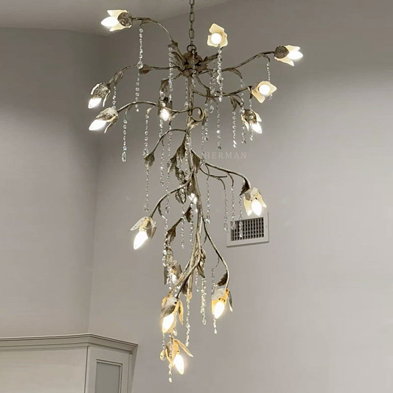 Gothic Viticci Cascade Chandelier 34"H -Silver