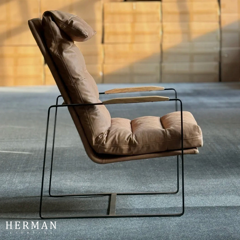 Art Leon Genuine Leather Accent Chair